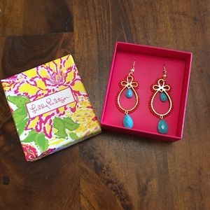 Lilly Pulitzer Gold✨Coral✨Turquoise Drop Earrings